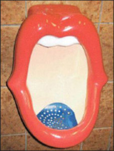 Photo of a urinal shaped like a mouth