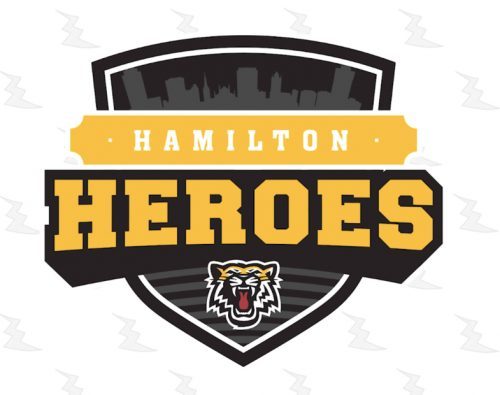 Logo of the Hamilton Heroes with a picture of a tiger underneath